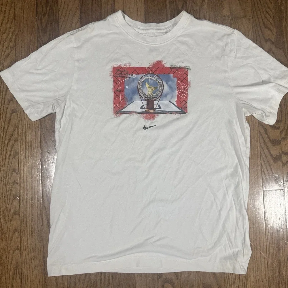 Nike Dri-Fit Below The Hoop T-shirt White Mens Size Medium Basketball - Picture 1 of 4